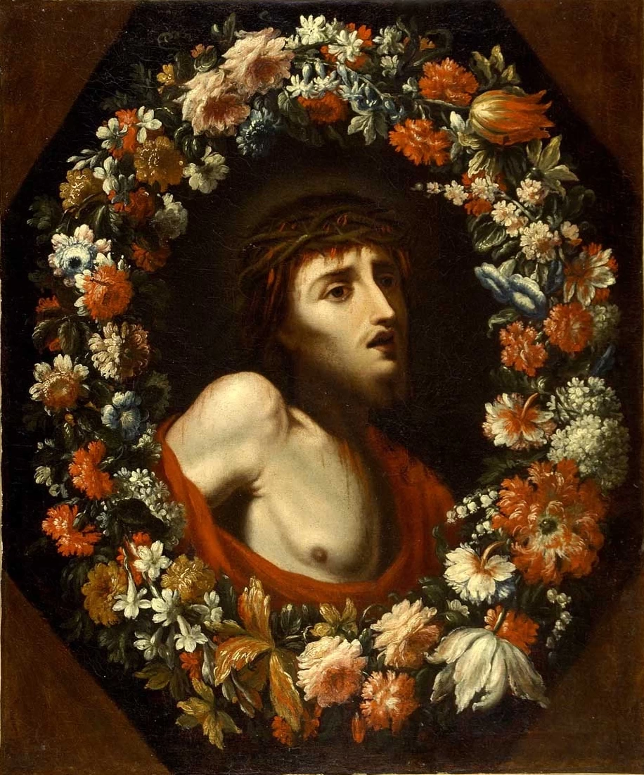 Pier Dandini - Ecce Homo entro ghirlanda di fiori, Palazzo Pitti, Firenze